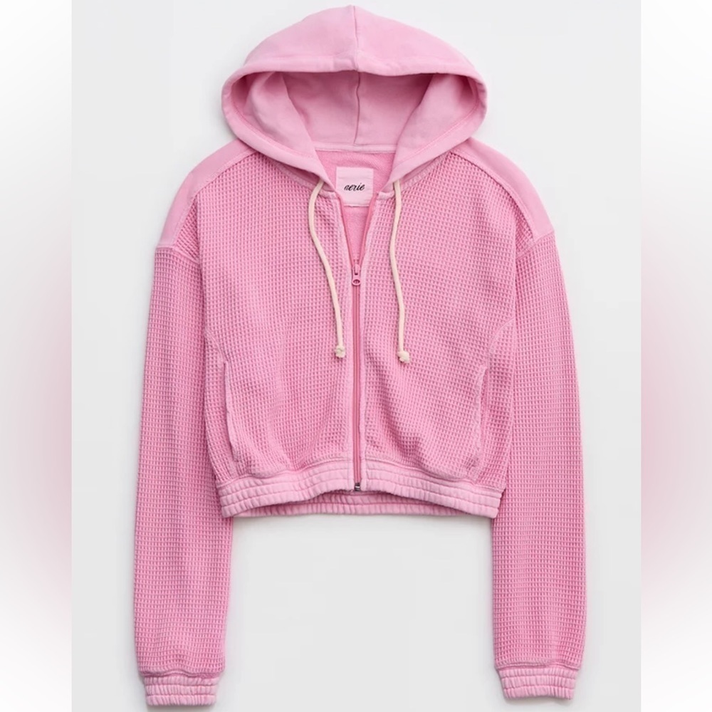 Aerie Cropped Waffle Hoodie - Picture 12 of 13
